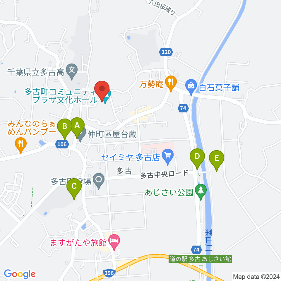 多古町コミュニティプラザ周辺の駐車場・コインパーキング一覧地図