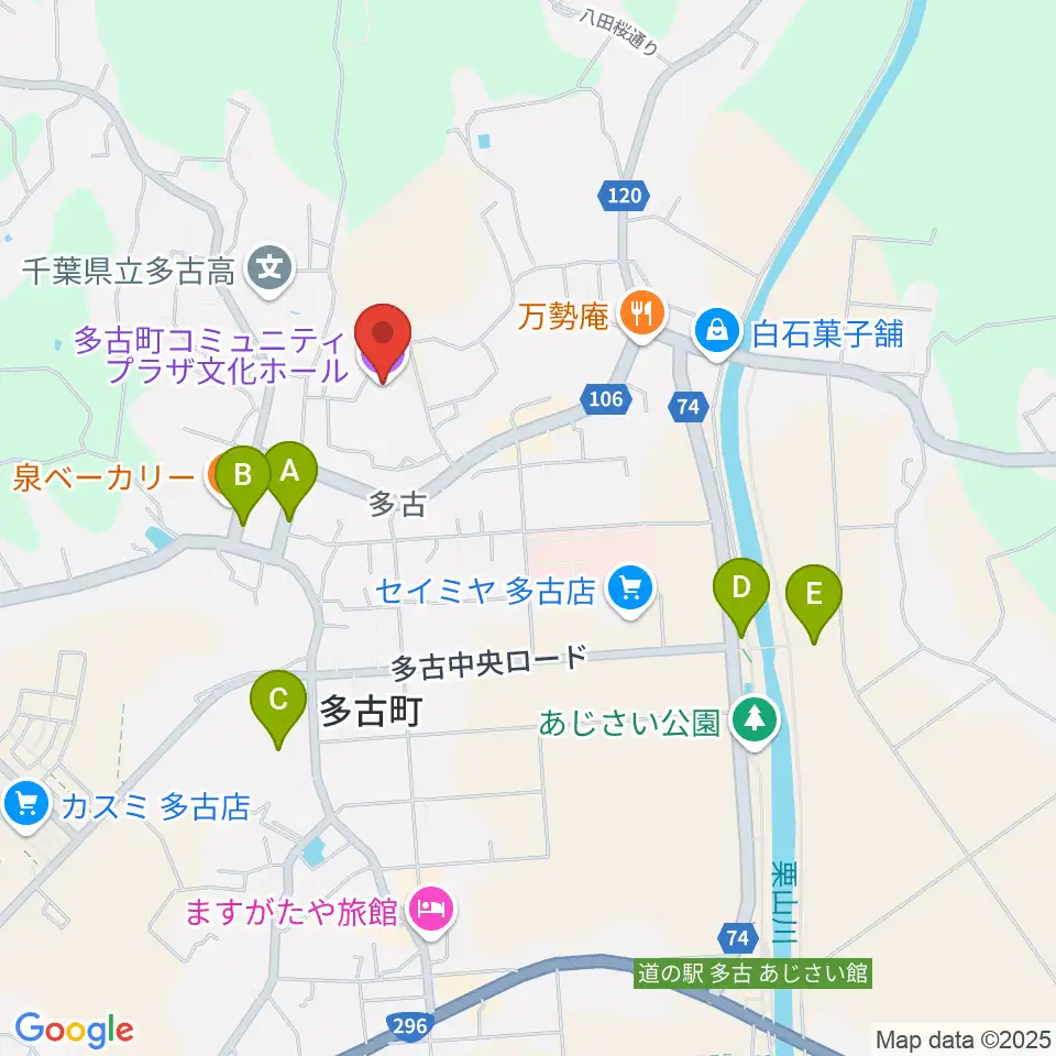 多古町コミュニティプラザ周辺の駐車場・コインパーキング一覧地図