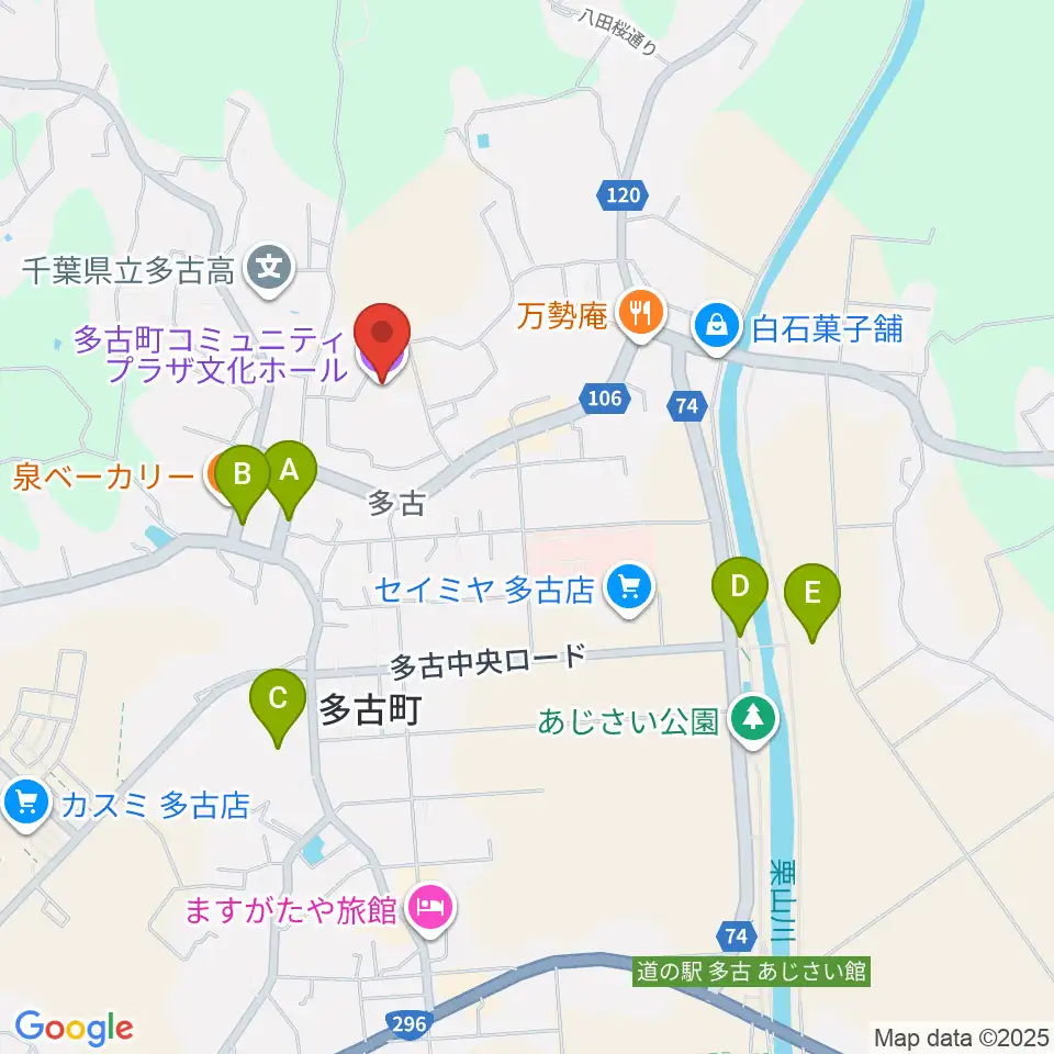 多古町コミュニティプラザ周辺の駐車場・コインパーキング一覧地図