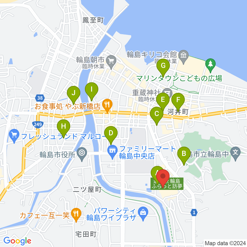 輪島市文化会館周辺の駐車場・コインパーキング一覧地図