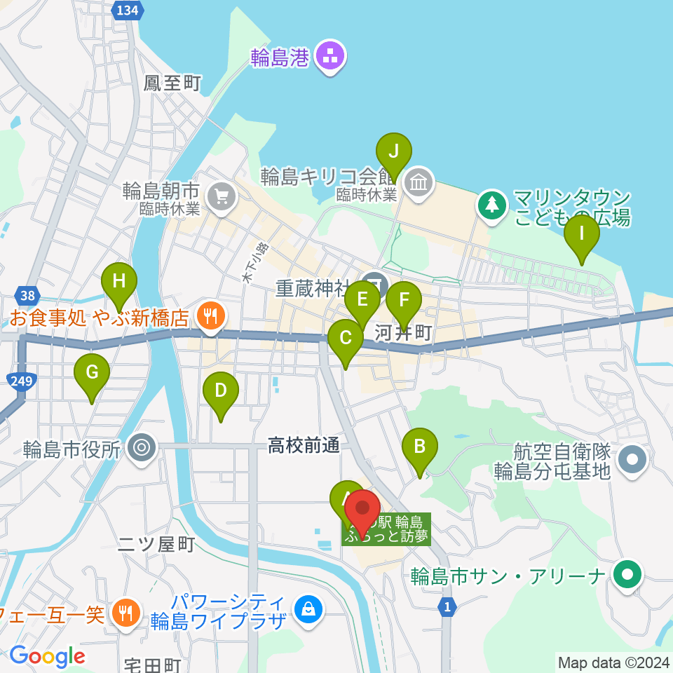 輪島市文化会館周辺の駐車場・コインパーキング一覧地図