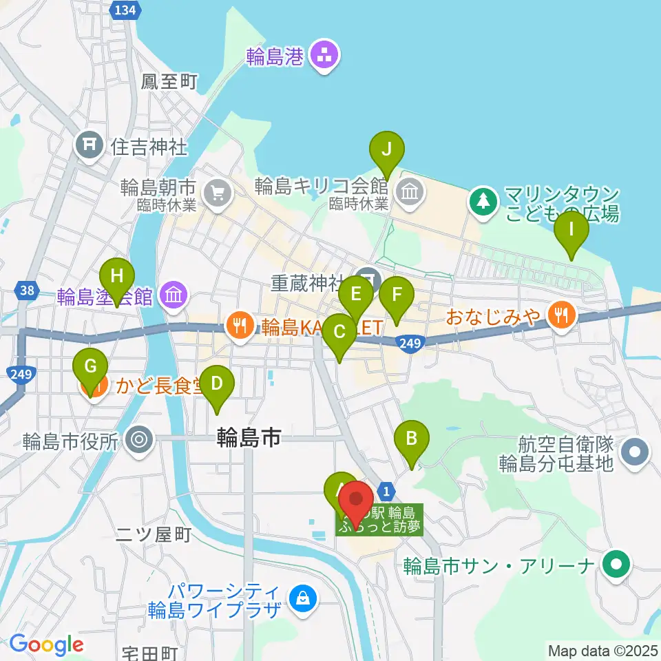 輪島市文化会館周辺の駐車場・コインパーキング一覧地図
