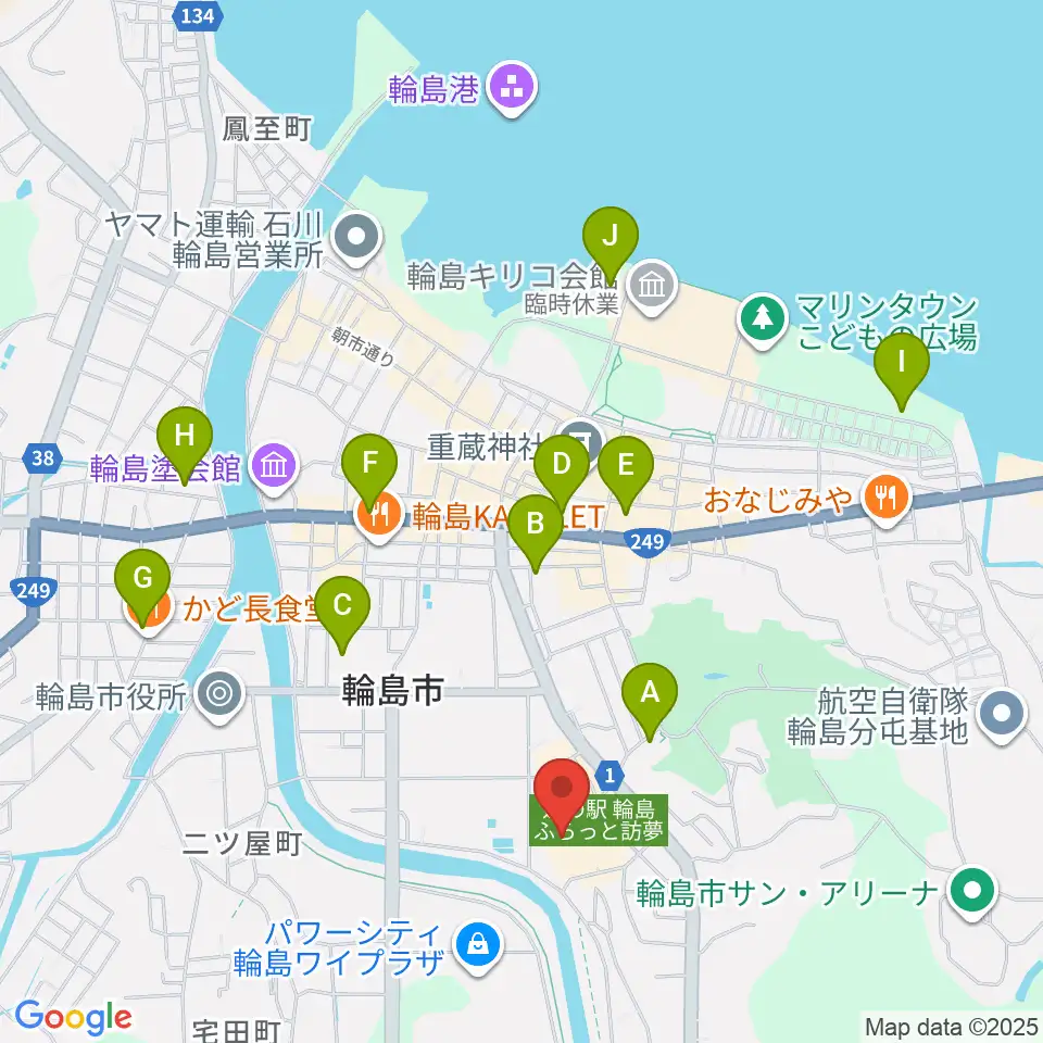 輪島市文化会館周辺の駐車場・コインパーキング一覧地図