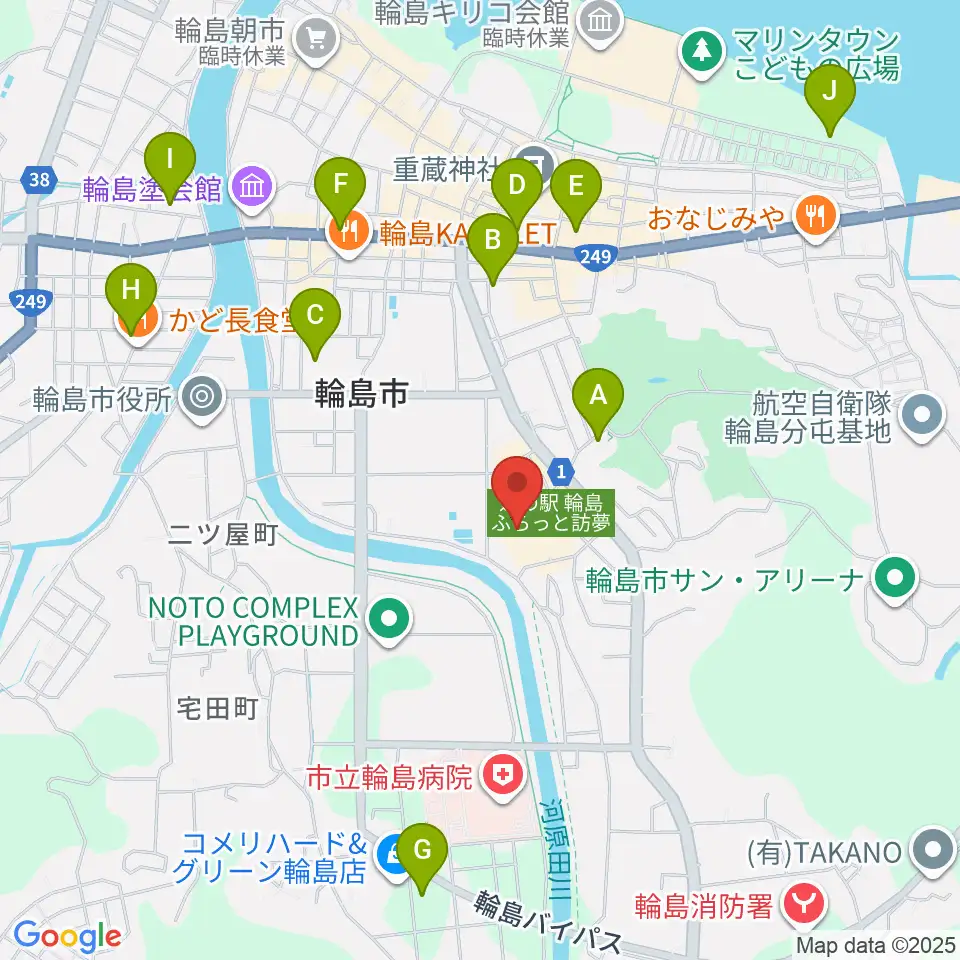 輪島市文化会館周辺の駐車場・コインパーキング一覧地図