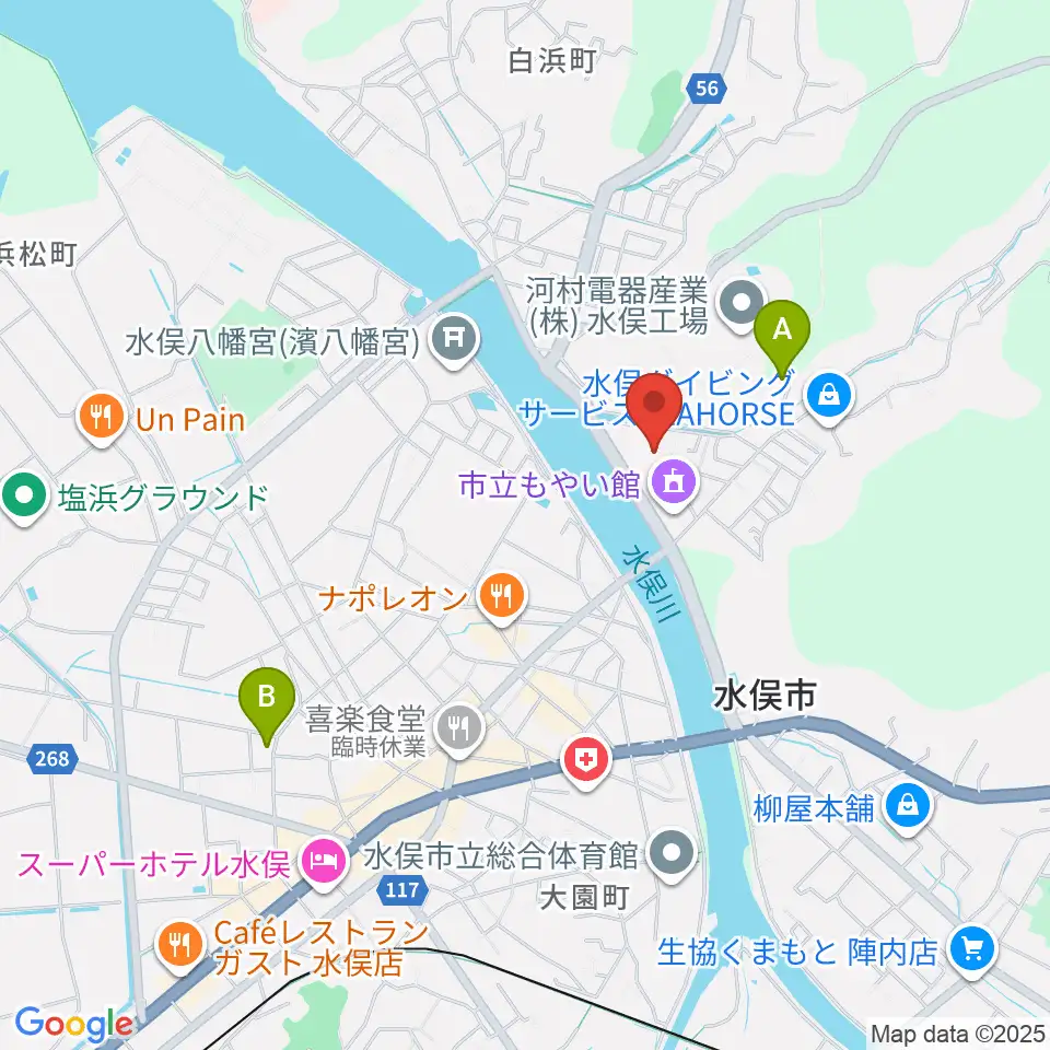 水俣市文化会館周辺の駐車場・コインパーキング一覧地図