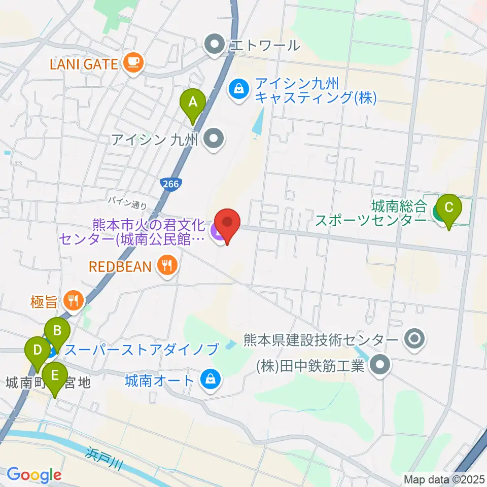 火の君文化ホール周辺の駐車場・コインパーキング一覧地図