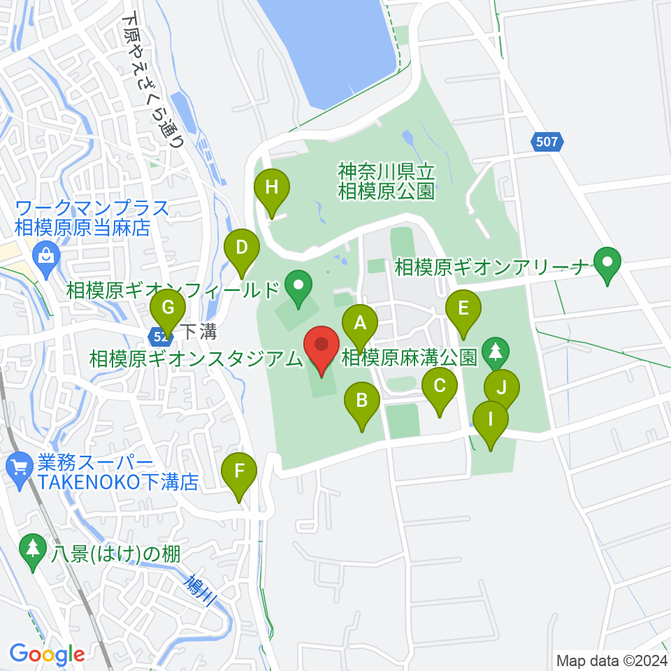 相模原ギオンスタジアム周辺の駐車場・コインパーキング一覧地図