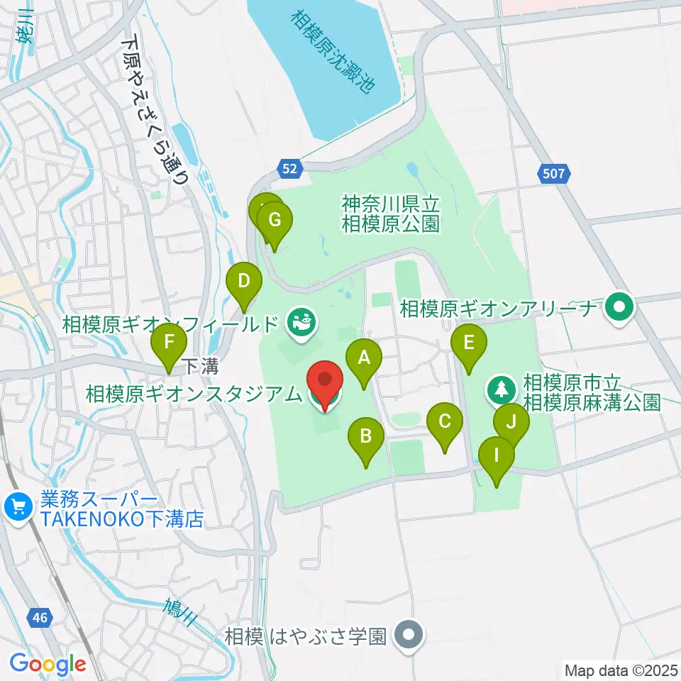 相模原ギオンスタジアム周辺の駐車場・コインパーキング一覧地図