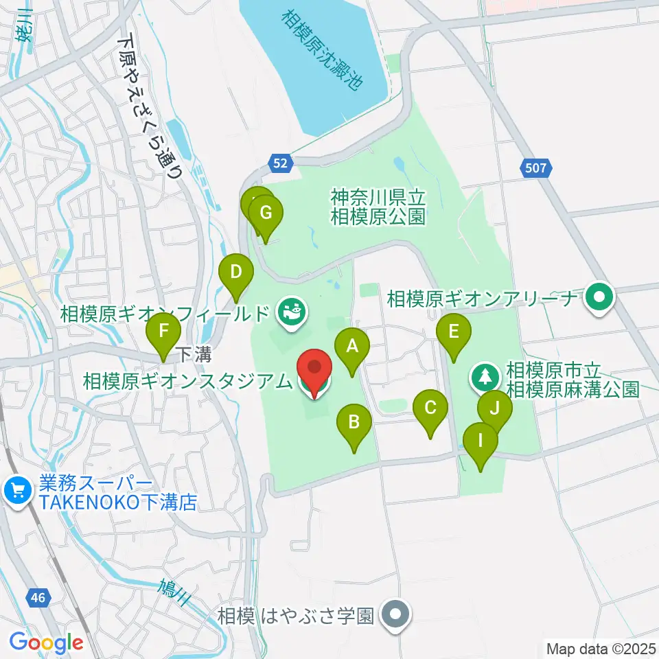 相模原ギオンスタジアム周辺の駐車場・コインパーキング一覧地図
