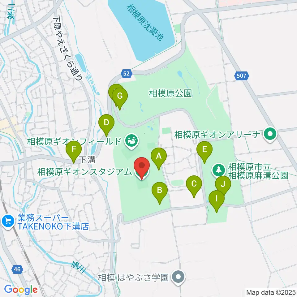 相模原ギオンスタジアム周辺の駐車場・コインパーキング一覧地図