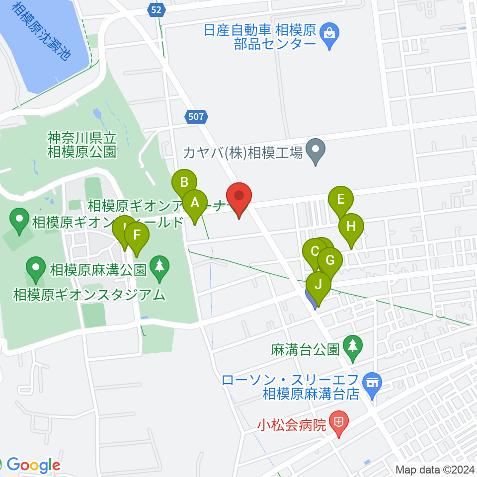 相模原ギオンアリーナ周辺の駐車場・コインパーキング一覧地図