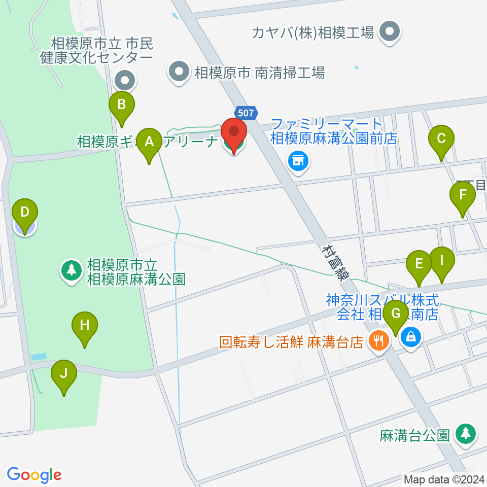 相模原ギオンアリーナ周辺の駐車場・コインパーキング一覧地図