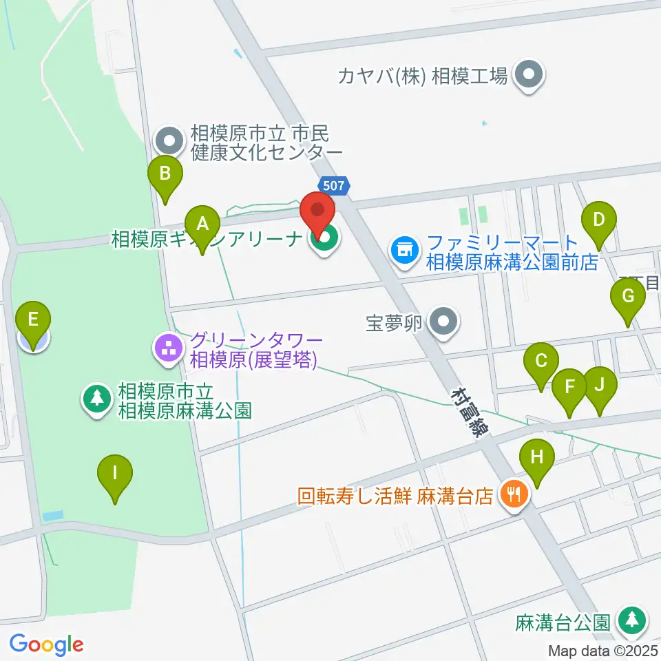 相模原ギオンアリーナ周辺の駐車場・コインパーキング一覧地図