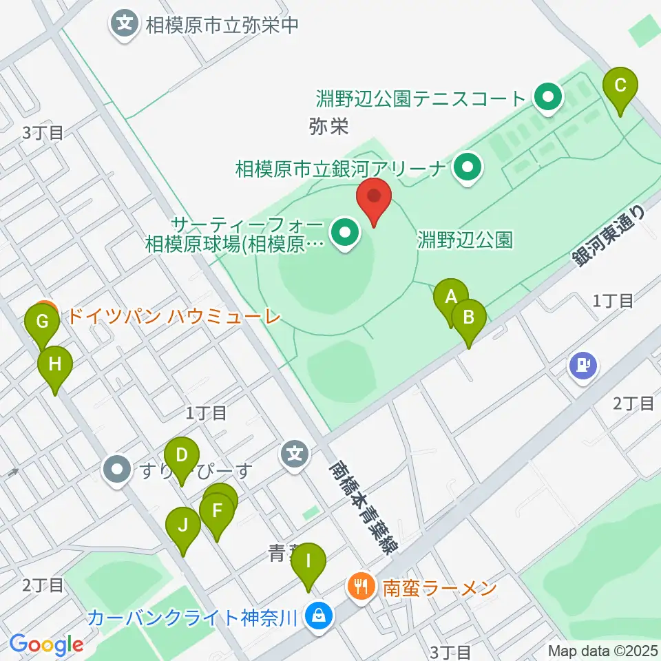 サーティーフォー相模原球場周辺の駐車場・コインパーキング一覧地図