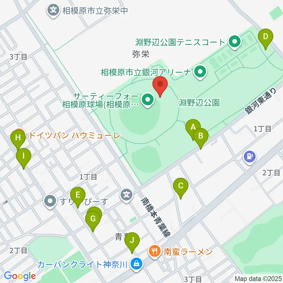 サーティーフォー相模原球場周辺の駐車場・コインパーキング一覧地図