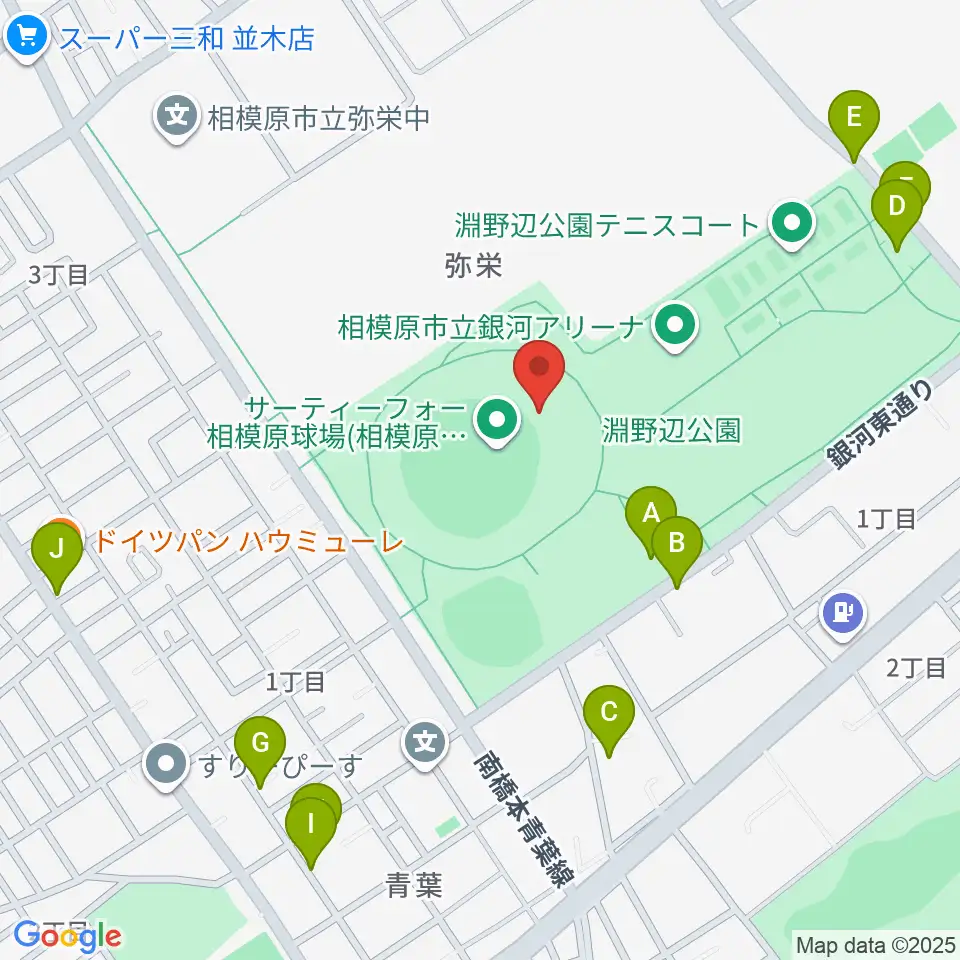 サーティーフォー相模原球場周辺の駐車場・コインパーキング一覧地図