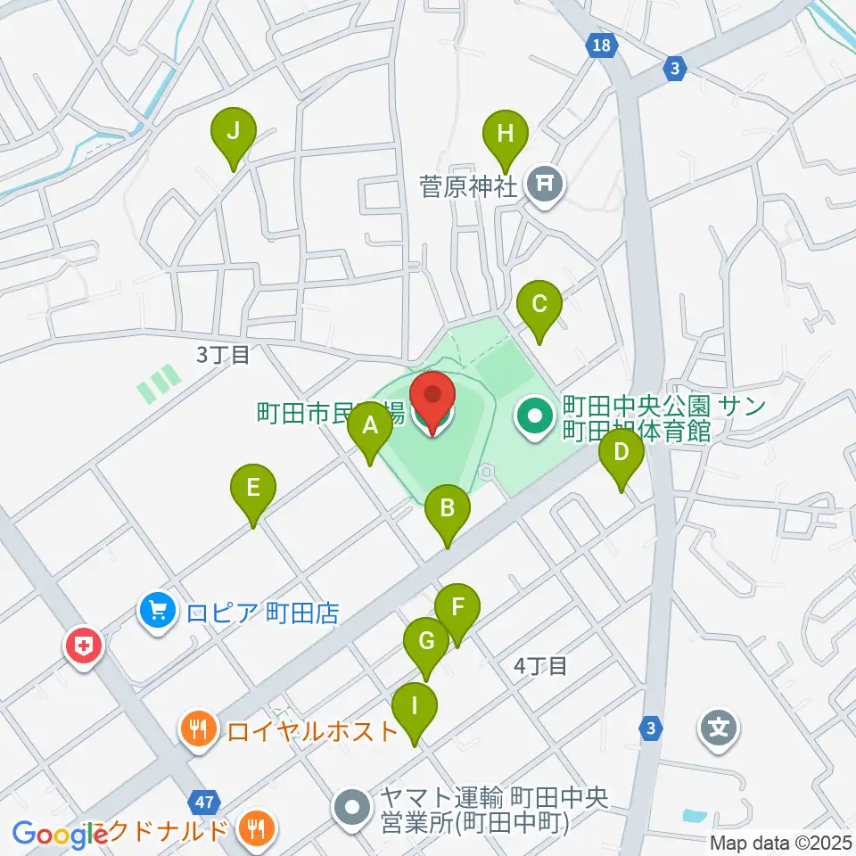 町田市民球場周辺の駐車場・コインパーキング一覧地図