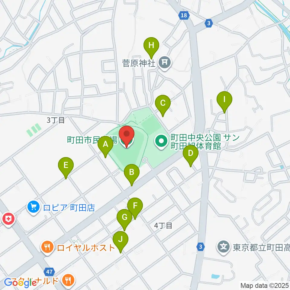町田市民球場周辺の駐車場・コインパーキング一覧地図