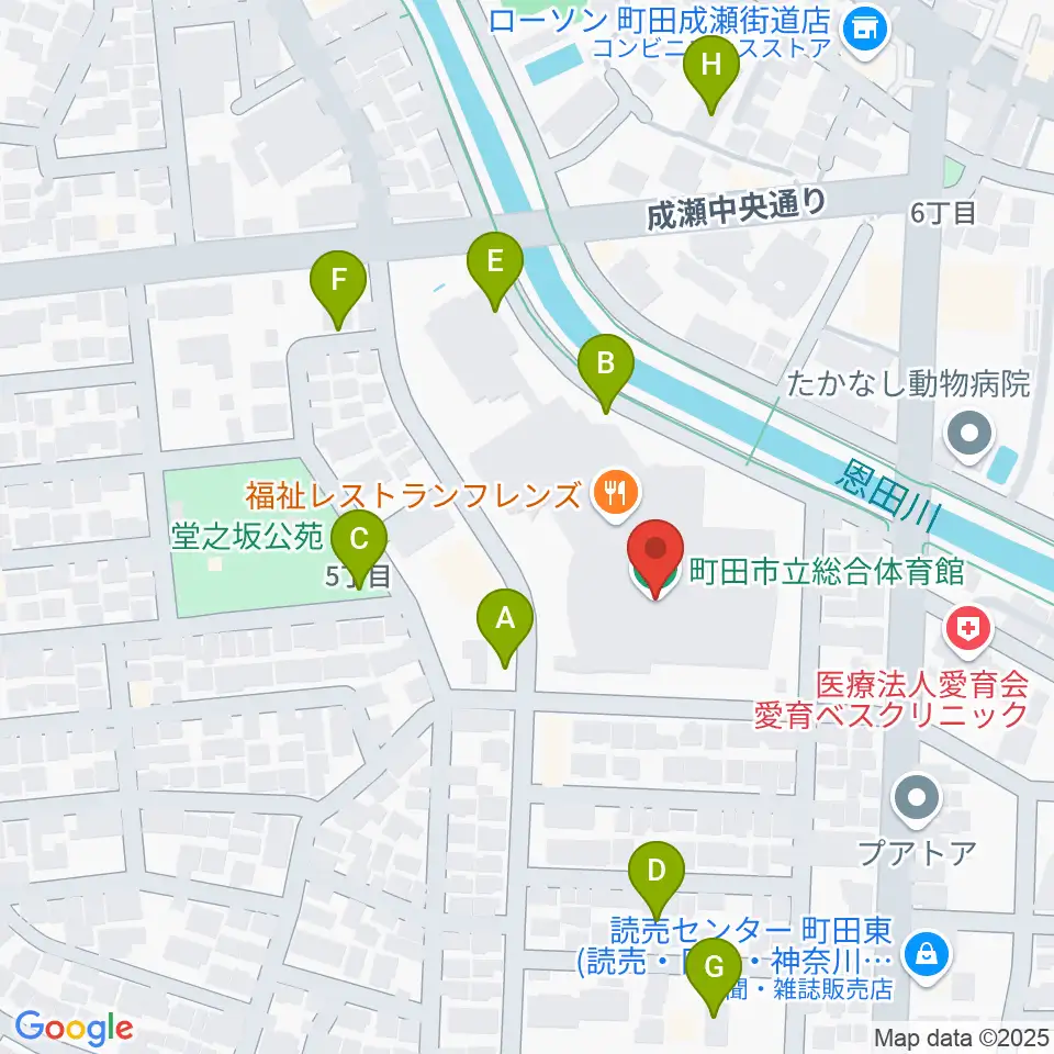 町田市立総合体育館周辺の駐車場・コインパーキング一覧地図