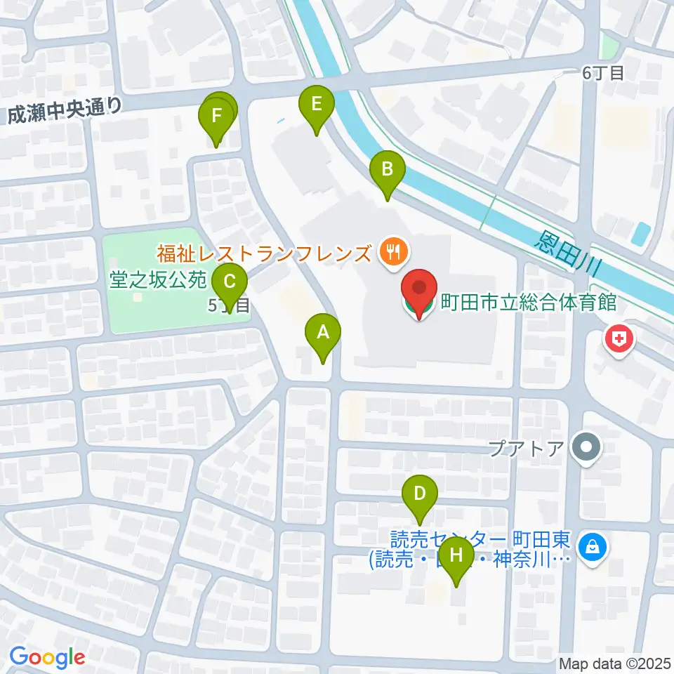 町田市立総合体育館周辺の駐車場・コインパーキング一覧地図