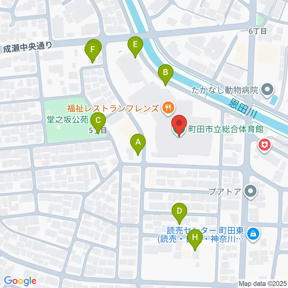 町田市立総合体育館周辺の駐車場・コインパーキング一覧地図