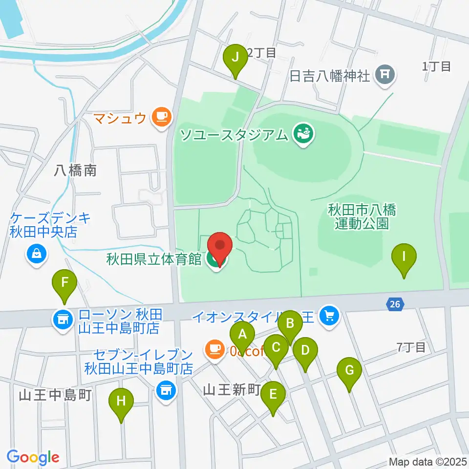 秋田県立体育館周辺の駐車場・コインパーキング一覧地図