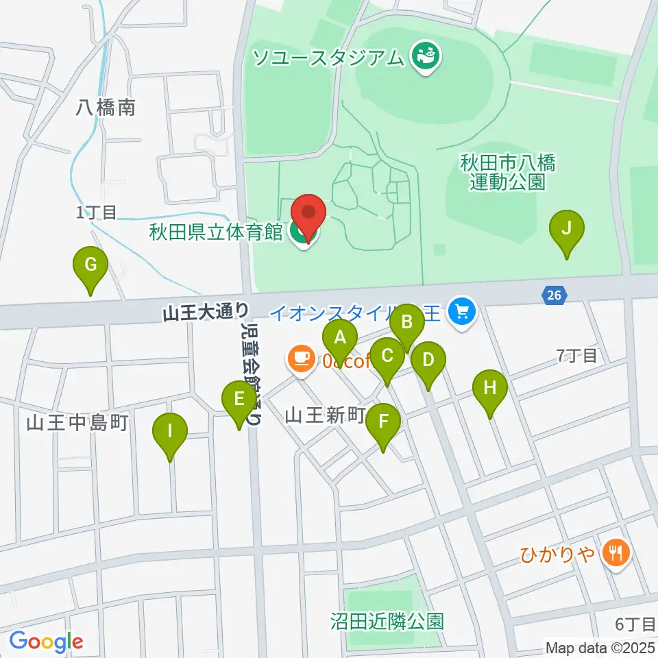 秋田県立体育館周辺の駐車場・コインパーキング一覧地図