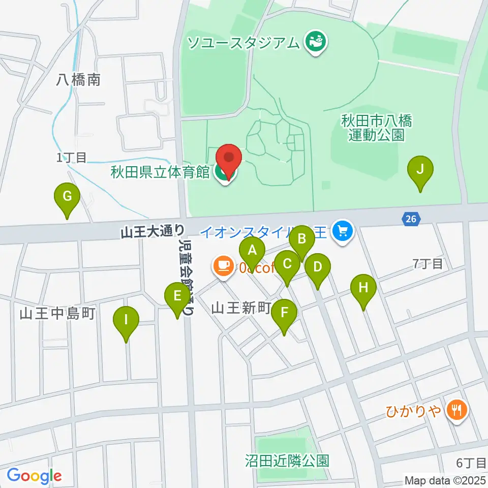 秋田県立体育館周辺の駐車場・コインパーキング一覧地図