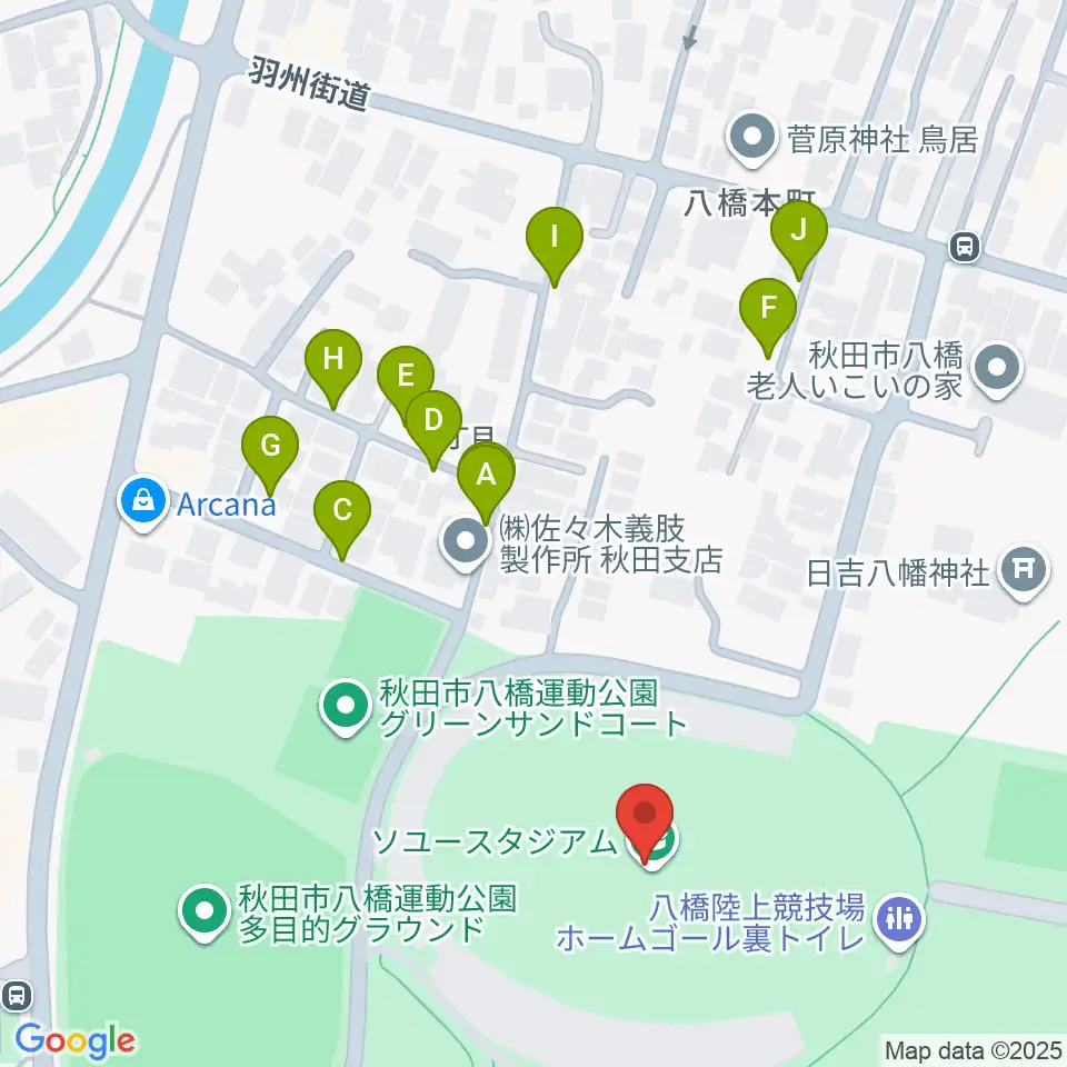 ソユースタジアム周辺の駐車場・コインパーキング一覧地図
