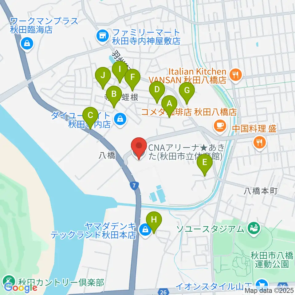 CNAアリーナ★あきた周辺の駐車場・コインパーキング一覧地図