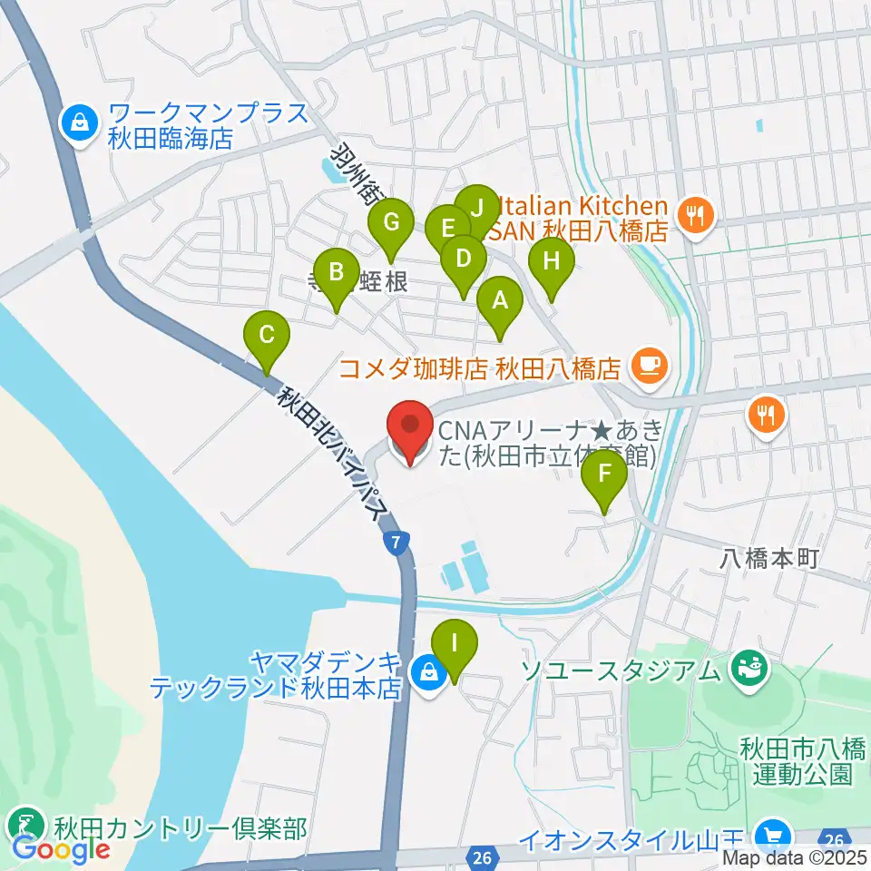 CNAアリーナ★あきた周辺の駐車場・コインパーキング一覧地図