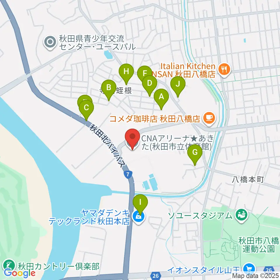 CNAアリーナ★あきた周辺の駐車場・コインパーキング一覧地図