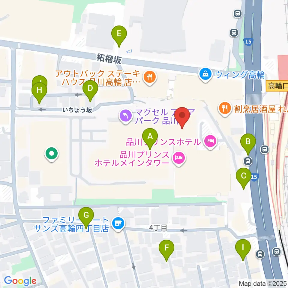 品川プリンスホテル クラブeX周辺の駐車場・コインパーキング一覧地図