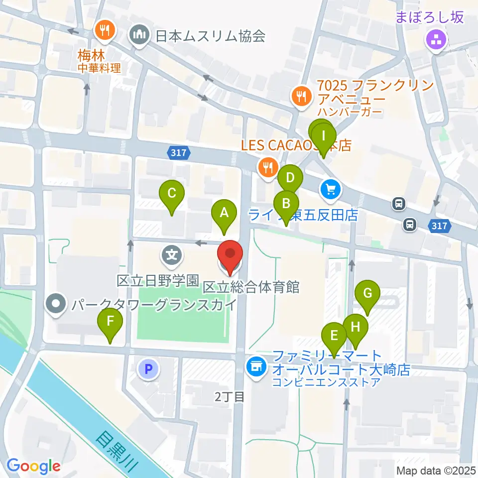 品川区立総合体育館周辺の駐車場・コインパーキング一覧地図