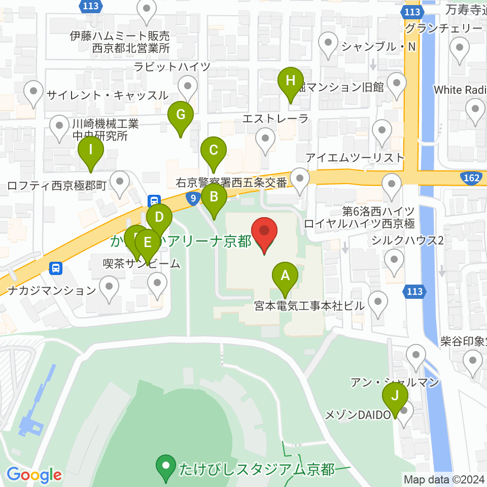 かたおかアリーナ京都周辺の駐車場・コインパーキング一覧地図