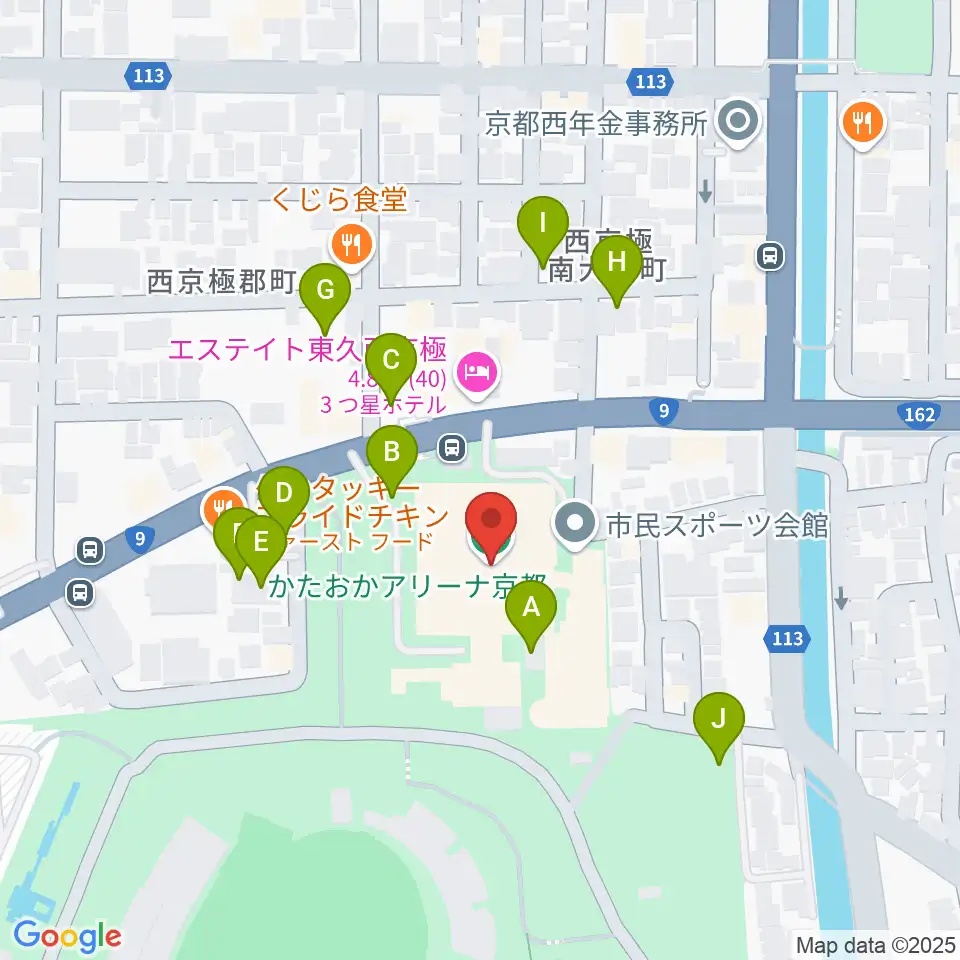 かたおかアリーナ京都周辺の駐車場・コインパーキング一覧地図