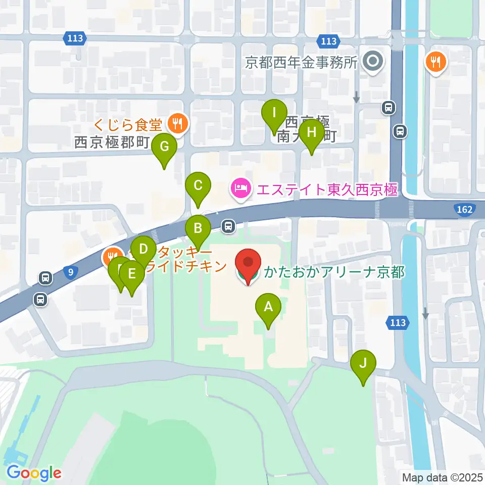 かたおかアリーナ京都周辺の駐車場・コインパーキング一覧地図