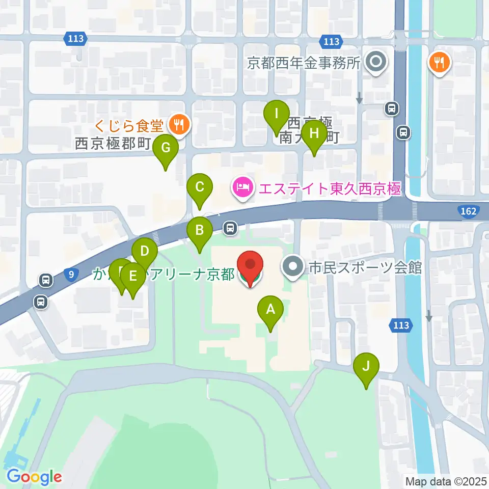 かたおかアリーナ京都周辺の駐車場・コインパーキング一覧地図
