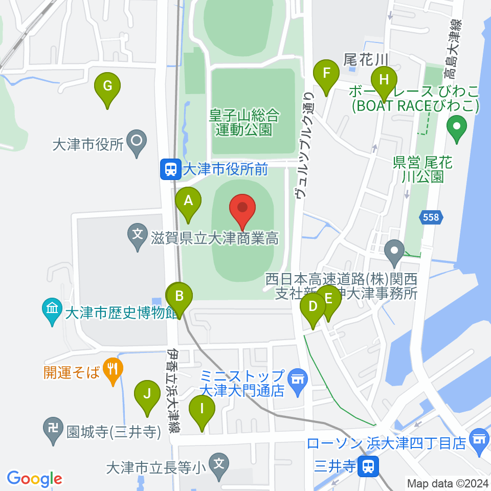 皇子山陸上競技場周辺の駐車場・コインパーキング一覧地図