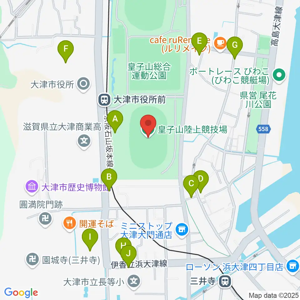 皇子山陸上競技場周辺の駐車場・コインパーキング一覧地図