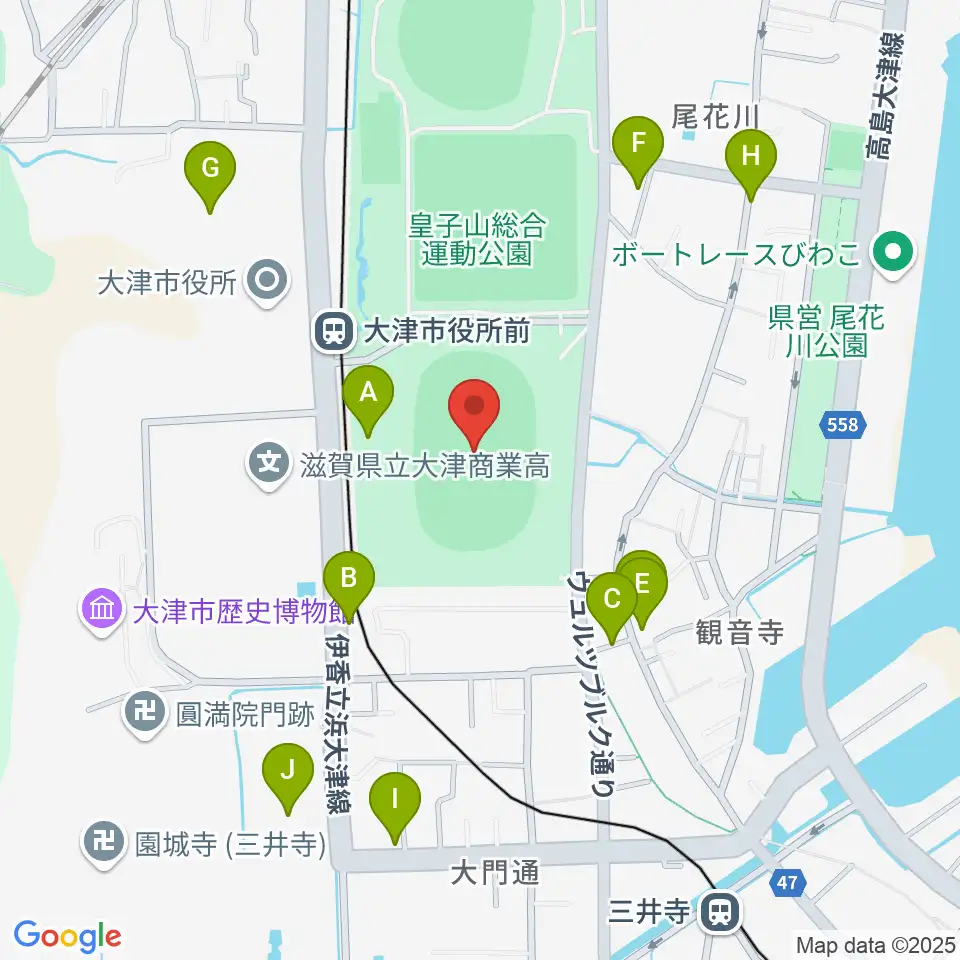 皇子山陸上競技場周辺の駐車場・コインパーキング一覧地図