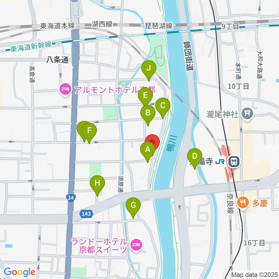 Theatre E9 Kyoto周辺の駐車場・コインパーキング一覧地図