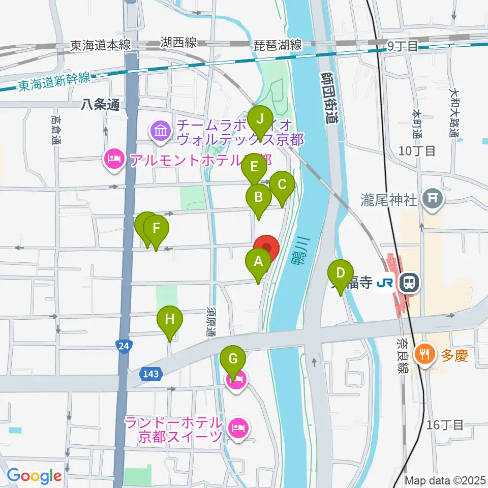 Theatre E9 Kyoto周辺の駐車場・コインパーキング一覧地図