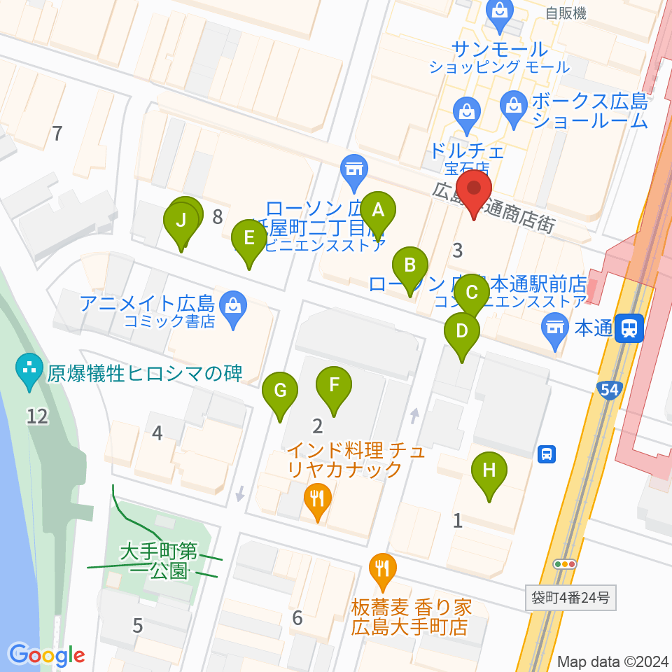 広島Yise周辺の駐車場・コインパーキング一覧地図