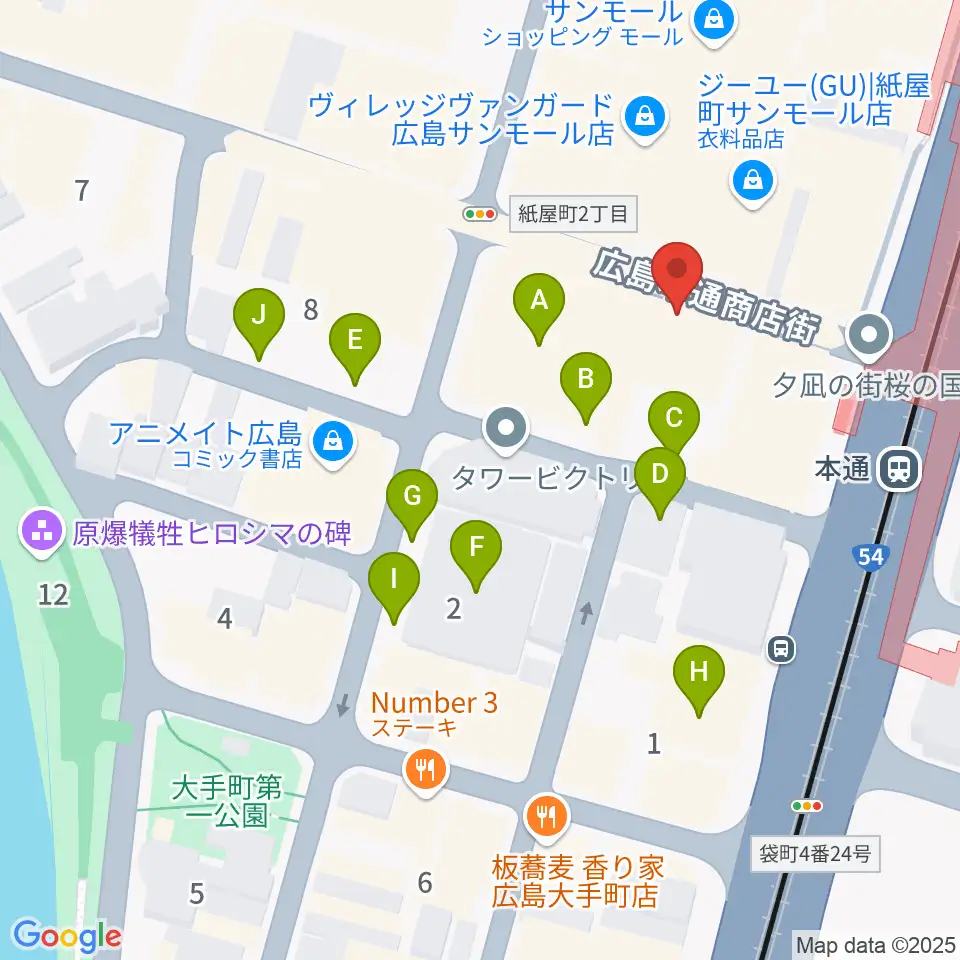 広島Yise周辺の駐車場・コインパーキング一覧地図