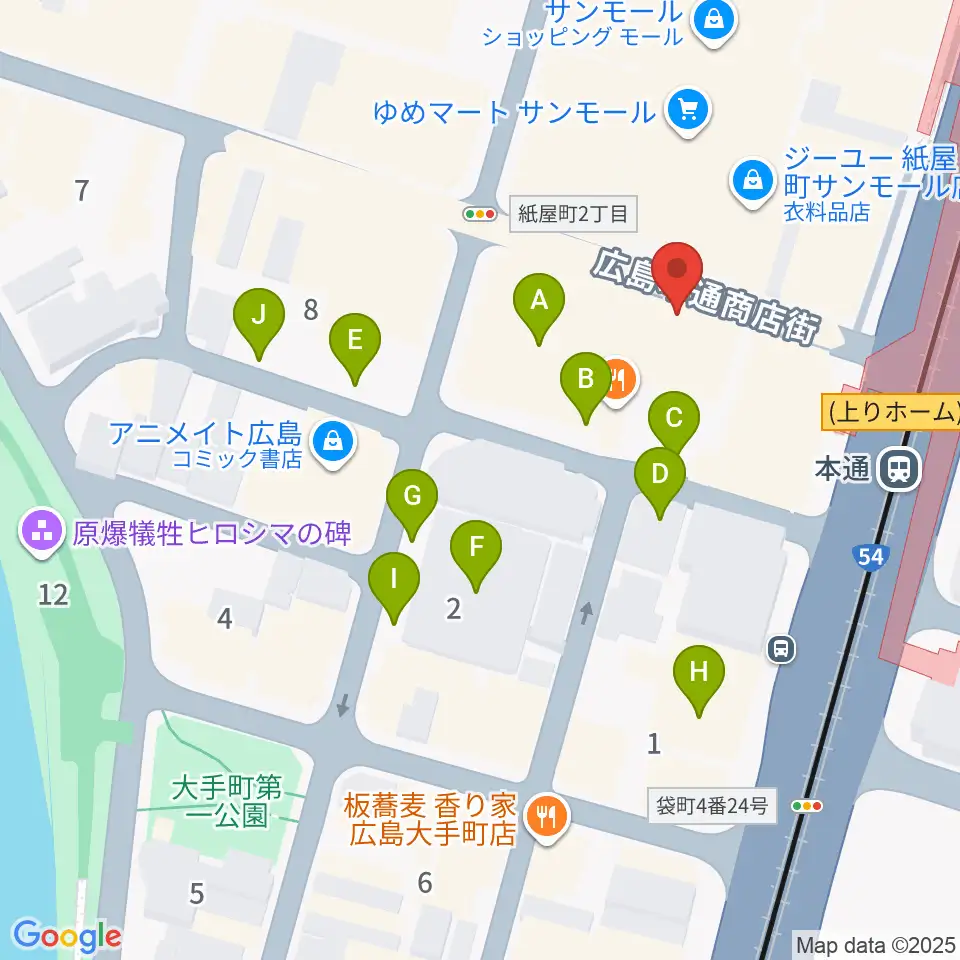 広島Yise周辺の駐車場・コインパーキング一覧地図