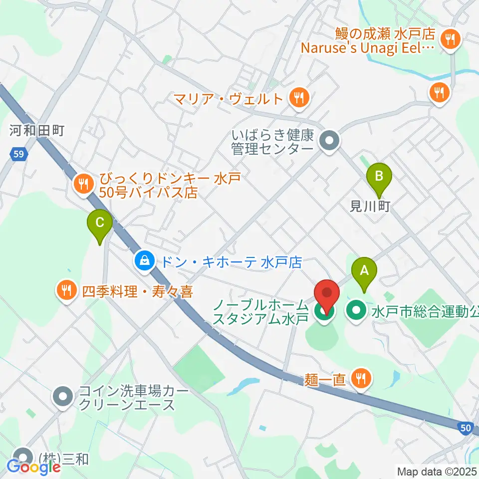 ノーブルホームスタジアム水戸周辺の駐車場・コインパーキング一覧地図