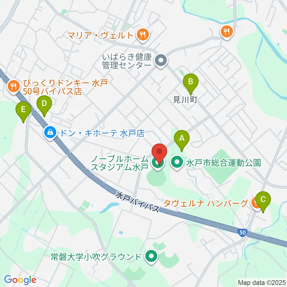 ノーブルホームスタジアム水戸周辺の駐車場・コインパーキング一覧地図