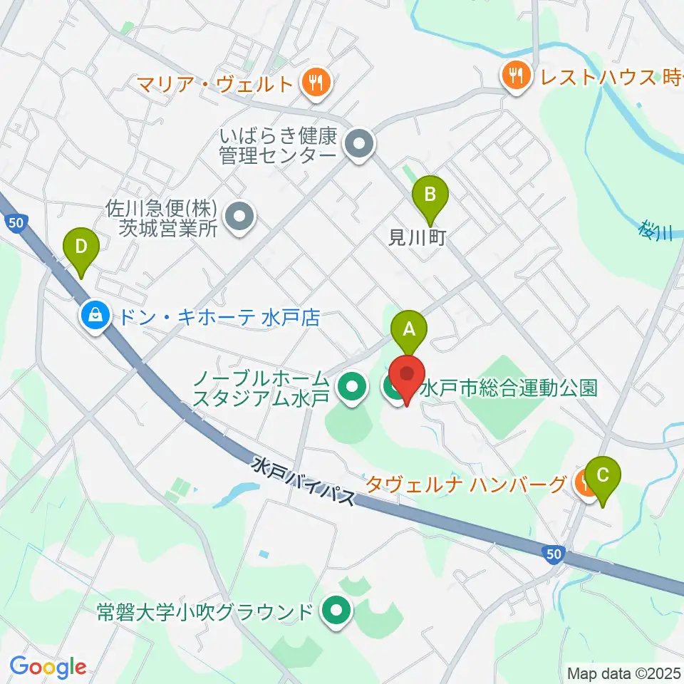 水戸市総合運動公園体育館周辺の駐車場・コインパーキング一覧地図