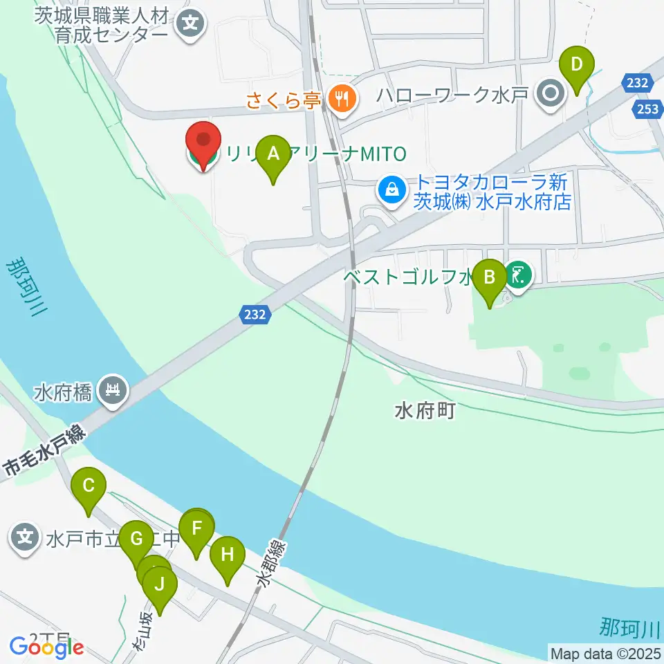 リリーアリーナMITO周辺の駐車場・コインパーキング一覧地図